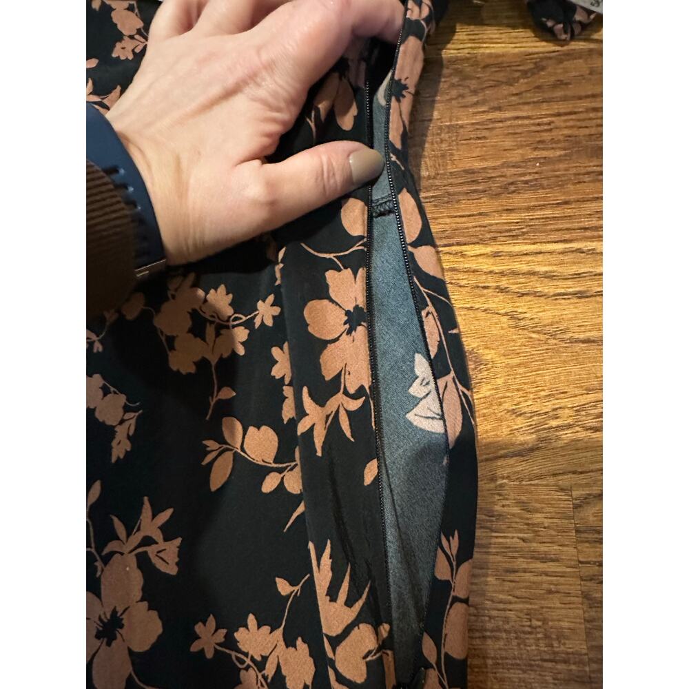 A New Day Floral A-Line Midi Dress Black Pink XL Crepe Flowing Feminine Dress - Picture 5 of 10